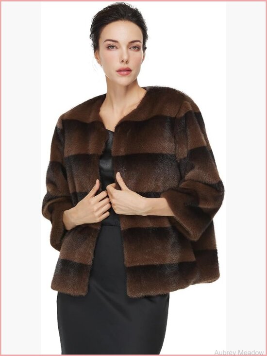 Jackets & Blazers - Cropped Faux Fur Jacket with Pockets Long Sleeve Shaggy Warm Fall Winter Coat